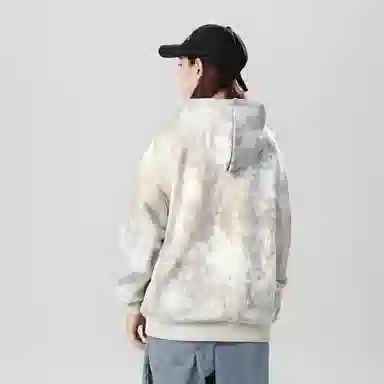 阿凡迪 美式复古高街星空扎染满天星仿刺绣手写签名体印花设计休闲宽松日常运动通勤百搭舒适潮牌重磅拉链外套开衫连帽卫衣 男女同款