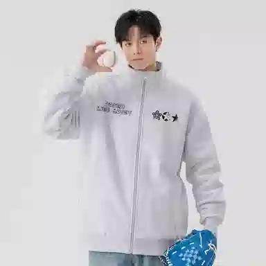 阿凡迪 美式高街复古时尚潮流创意个性字母星星印花日常通勤休闲运动经典百搭长袖氛围感学院风纯色开衫外套卫衣 男女同款