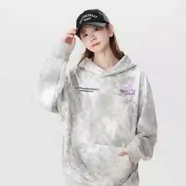 阿凡迪 满天星美式高街复古时尚潮流创意个性简约花卉字母印花宽松日常通勤休闲运动经典百搭长袖氛围感套头连帽卫衣 男女同款