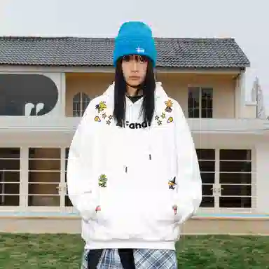 阿凡迪 重磅华棉美式高街潮牌字母高级感卡通动漫创意涂鸦印花校园简约百搭基础款潮流日常休闲通勤无性别主义宽松长袖连帽卫衣 男女同款