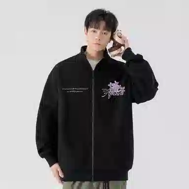 阿凡迪 美式高街复古时尚潮流创意个性简约花卉字母印花日常通勤休闲运动经典百搭长袖氛围感学院风纯色开衫外套卫衣 男女同款
