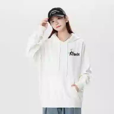 阿凡迪 美式高街复古时尚潮流简约字母个性创意闪电印花宽松日常通勤休闲运动经典百搭长袖氛围感学院风套头连帽卫衣 男女同款