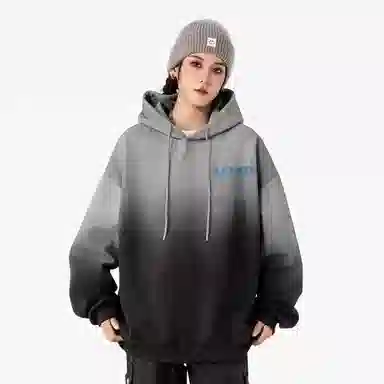 阿凡迪 美式高街复古仿刺绣闪电字母蝴蝶印花日常通勤百搭休闲宽松连帽套头国潮重磅渐变潮牌设计氛围感长袖卫衣 男女同款