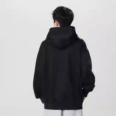 阿凡迪 美式复古潮流高街个性潮牌卡通字母印花设计纯色宽松日常舒适学生党休闲百搭氛围感学院风长袖纽扣套头连帽卫衣 男女同款