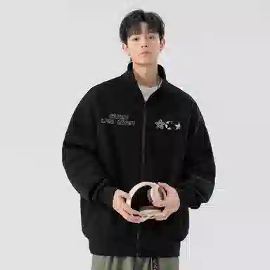 阿凡迪 美式高街复古时尚潮流创意个性字母星星印花日常通勤休闲运动经典百搭长袖氛围感学院风纯色开衫外套卫衣 男女同款