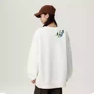 阿凡迪 美式高街植物花卉品牌花体字母嵌入式设计印花学院风百搭纯色无性别主义宽松痞帅上衣小清新打底内搭氛围圆领卫衣 男女同款