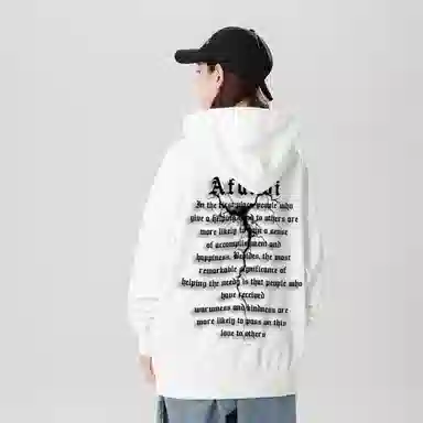 阿凡迪 美式高街复古时尚潮流简约字母个性创意闪电印花宽松日常通勤休闲运动经典百搭长袖氛围感学院风套头连帽卫衣 男女同款