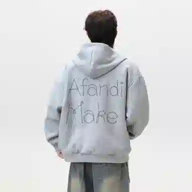 阿凡迪 潮流重磅双面艺术字母印花穿美式格子拼接潮牌嘻哈高街高级感设计时尚百搭宽松休闲舒适长袖廓形外套情侣连帽开衫卫衣 男女同款