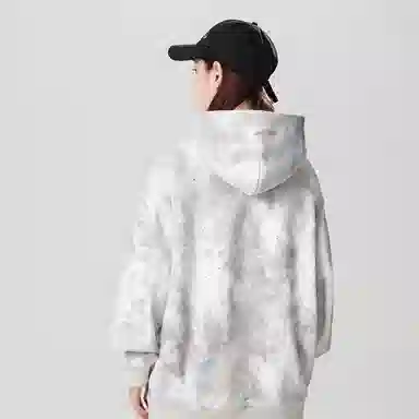 阿凡迪 满天星美式高街复古时尚潮流创意个性简约花卉字母印花宽松日常通勤休闲运动经典百搭长袖氛围感套头连帽卫衣 男女同款