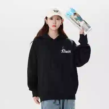 阿凡迪 美式高街复古时尚潮流简约字母个性创意闪电印花宽松日常通勤休闲运动经典百搭长袖氛围感学院风套头连帽卫衣 男女同款