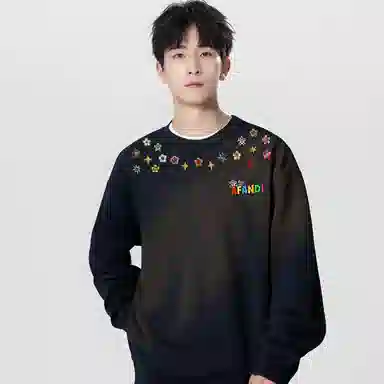 阿凡迪 美式高街复古个性仿刺绣多巴胺卡通图案字母印花宽松日常通勤休闲运动经典百搭长袖氛围感学院风套头圆领卫衣 男女同款