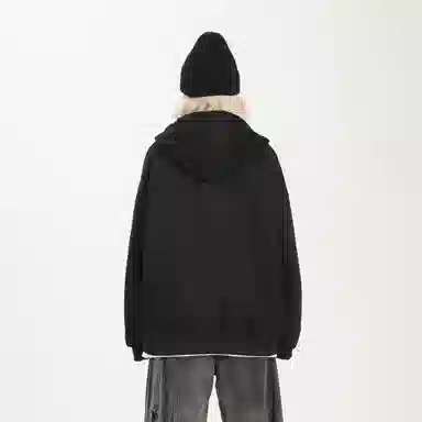 阿凡迪 【华棉重磅】美式高街简约品牌签名字母高级感纯色基础校园风学生街头百搭休闲通勤无性别主义潮流开衫拉链外套连帽卫衣 男女同款