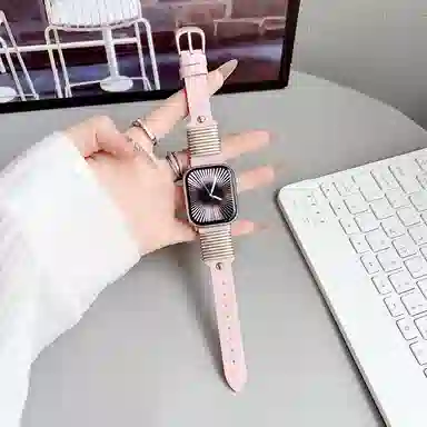 导维 苹果适用 手表表带 真皮材质 钢圈小蛮腰手表带男女通用
