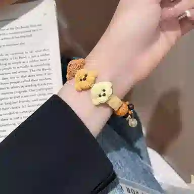 导维 小米红米适用 手表表带 串珠材质 智能男透气泰迪小狗高级女替换通用配件手链
