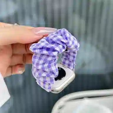 导维 表带 苹果适用 织物材质 适用苹果手表清新格纹透气复古风夏天运动男女通用