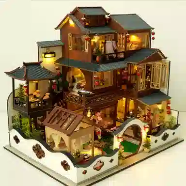 格薇拉 手工小屋中国风房子玩具别墅古风建筑创意 拼装模型