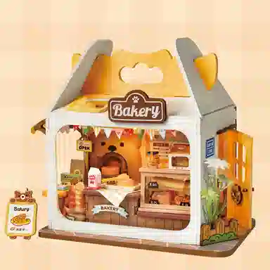 格薇拉 熊仔家 草莓甜心 手工小屋面包盒子牛奶盒子 拼装模型