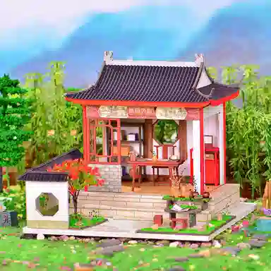 格薇拉 中国风小屋创意庭院别墅 拼装模型