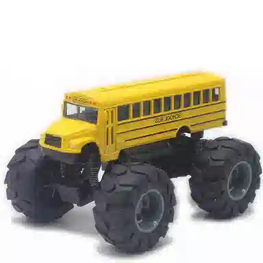 格薇拉 合金大脚校巴车回力巴士汽车 成品模型