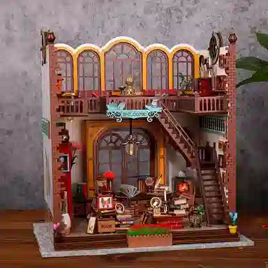 格薇拉 创意玩具木质制作魔法书屋立体拼图小屋 拼装模型
