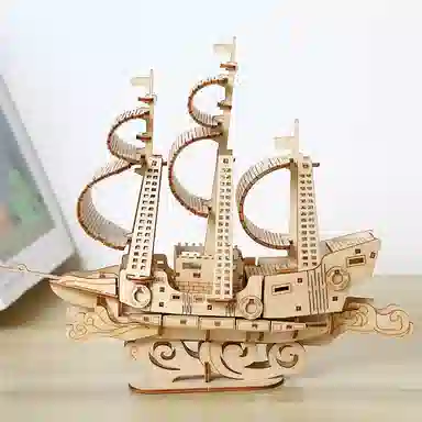 格薇拉 海洋帆船 手工制作木质立体拼图 拼装模型