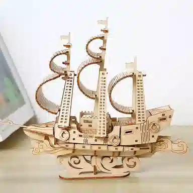 格薇拉 海洋帆船 手工制作木质立体拼图 拼装模型