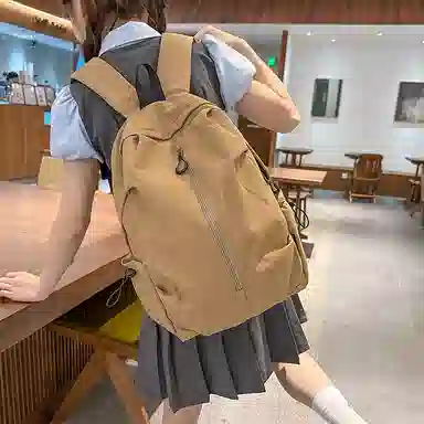 南潇湘 工装机能百搭个性运动街头 尼龙 双肩包 常规 男女同款情侣款 米白色/黑色/酒红色/卡其色/绿色