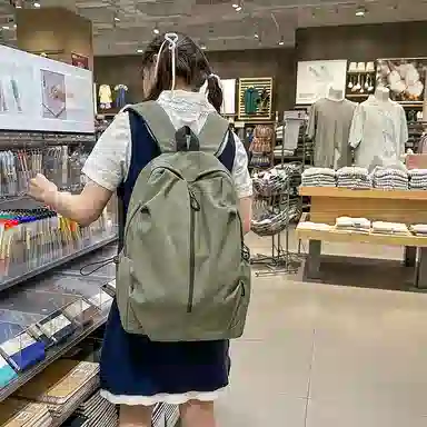 南潇湘 工装机能百搭个性运动街头 尼龙 双肩包 常规 男女同款情侣款 米白色/黑色/酒红色/卡其色/绿色