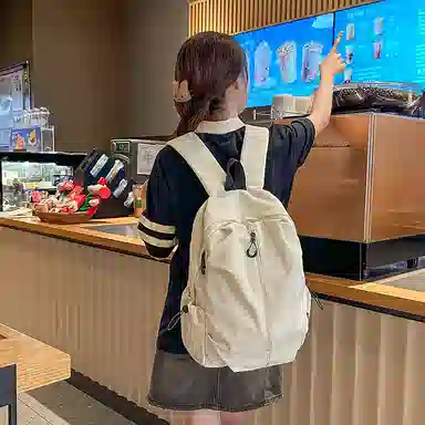 南潇湘 工装机能百搭个性运动街头 尼龙 双肩包 常规 男女同款情侣款 米白色/黑色/酒红色/卡其色/绿色