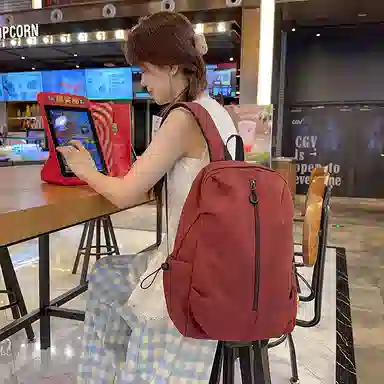 南潇湘 工装机能百搭个性运动街头 尼龙 双肩包 常规 男女同款情侣款 米白色/黑色/酒红色/卡其色/绿色