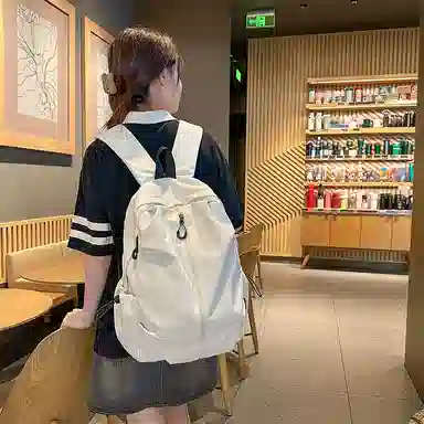 南潇湘 工装机能百搭个性运动街头 尼龙 双肩包 常规 男女同款情侣款 米白色/黑色/酒红色/卡其色/绿色