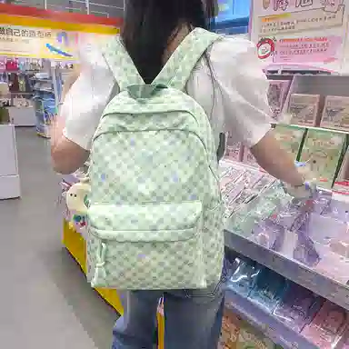 南潇湘 小清新休闲高颜值韩版百搭 尼龙 双肩包 常规 男女同款情侣款 浅紫色/浅蓝色/黄色/绿色/粉色