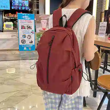 南潇湘 工装机能百搭个性运动街头 尼龙 双肩包 常规 男女同款情侣款 米白色/黑色/酒红色/卡其色/绿色