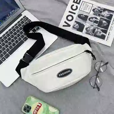 南潇湘 原宿工装风运动百搭骑行斜挎包初高中大学生大容量出行单肩包男生背包 尼龙 胸包 常规 男女同款情侣款 白色/黑色