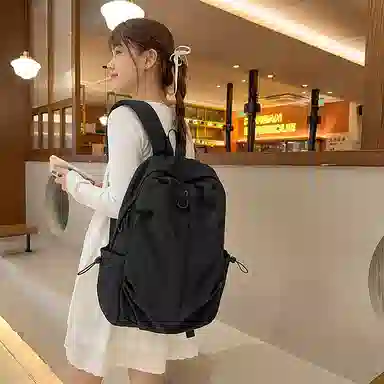 南潇湘 工装机能百搭个性运动街头 尼龙 双肩包 常规 男女同款情侣款 米白色/黑色/酒红色/卡其色/绿色