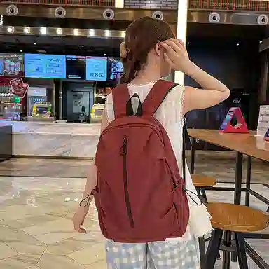 南潇湘 工装机能百搭个性运动街头 尼龙 双肩包 常规 男女同款情侣款 米白色/黑色/酒红色/卡其色/绿色