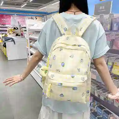 南潇湘 小清新休闲高颜值韩版百搭 尼龙 双肩包 常规 男女同款情侣款 浅紫色/浅蓝色/黄色/绿色/粉色