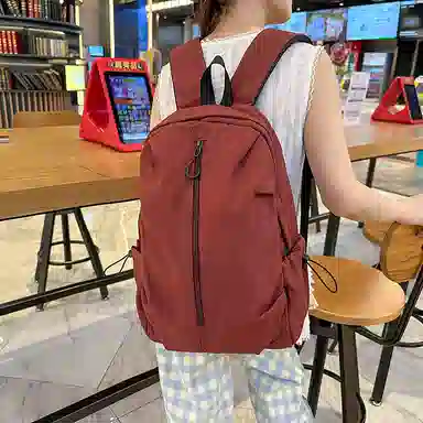 南潇湘 工装机能百搭个性运动街头 尼龙 双肩包 常规 男女同款情侣款 米白色/黑色/酒红色/卡其色/绿色