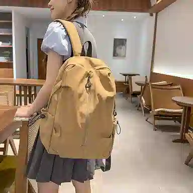 南潇湘 工装机能百搭个性运动街头 尼龙 双肩包 常规 男女同款情侣款 米白色/黑色/酒红色/卡其色/绿色