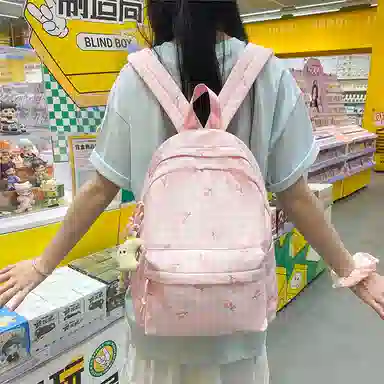 南潇湘 小清新休闲高颜值韩版百搭 尼龙 双肩包 常规 男女同款情侣款 浅紫色/浅蓝色/黄色/绿色/粉色