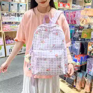 南潇湘 小清新休闲高颜值韩版百搭 尼龙 双肩包 常规 男女同款情侣款 浅紫色/浅蓝色/黄色/绿色/粉色