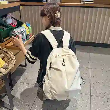 南潇湘 工装机能百搭个性运动街头 尼龙 双肩包 常规 男女同款情侣款 米白色/黑色/酒红色/卡其色/绿色