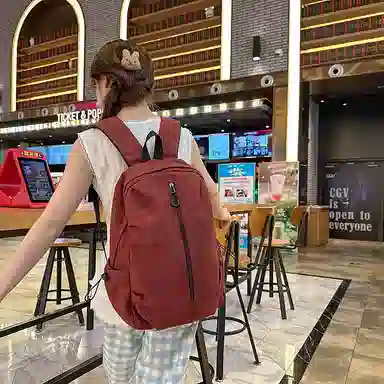 南潇湘 工装机能百搭个性运动街头 尼龙 双肩包 常规 男女同款情侣款 米白色/黑色/酒红色/卡其色/绿色