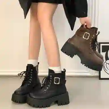 时尚厚底英伦风小个子必备帅气机车 短靴 女