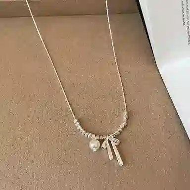 饰之颜 韩系简约高级感蝴蝶结甜美轻奢时尚潮流百搭#好运 合金 项链 女款