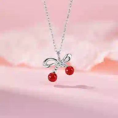 饰之颜 甜美可爱甜美樱桃系列 小清新可爱饰品 气质轻奢时尚高级感 学生时尚可调节 树脂 项链 女款