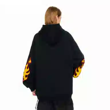 UNA RETA Flame Letter Hoodie Vintage