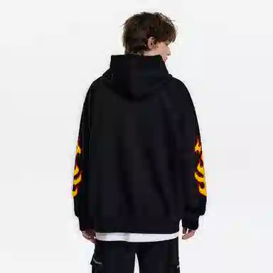 UNA RETA Flame Letter Hoodie Vintage