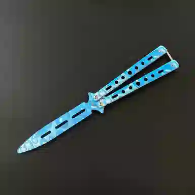 悦米乐 未开刃蝴蝶刀练习用甩手刀手部运动训练蝴蝶游戏玩具双尖 成品模型