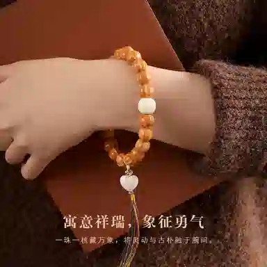 子婳 鲨鱼背高油高密精致高端配饰流苏穗子佛珠文玩盘玩复古简约小众设计感招财好运 猴头核桃 手串 男女同款情侣款